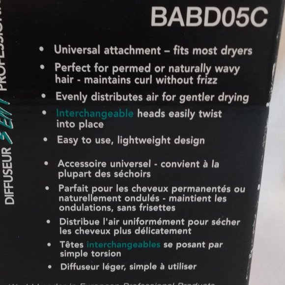 Babyliss Pro-Interchangeable 3 in 1 Diffuser-Universal Fit-Model BABD05C - Picture 11 of 13